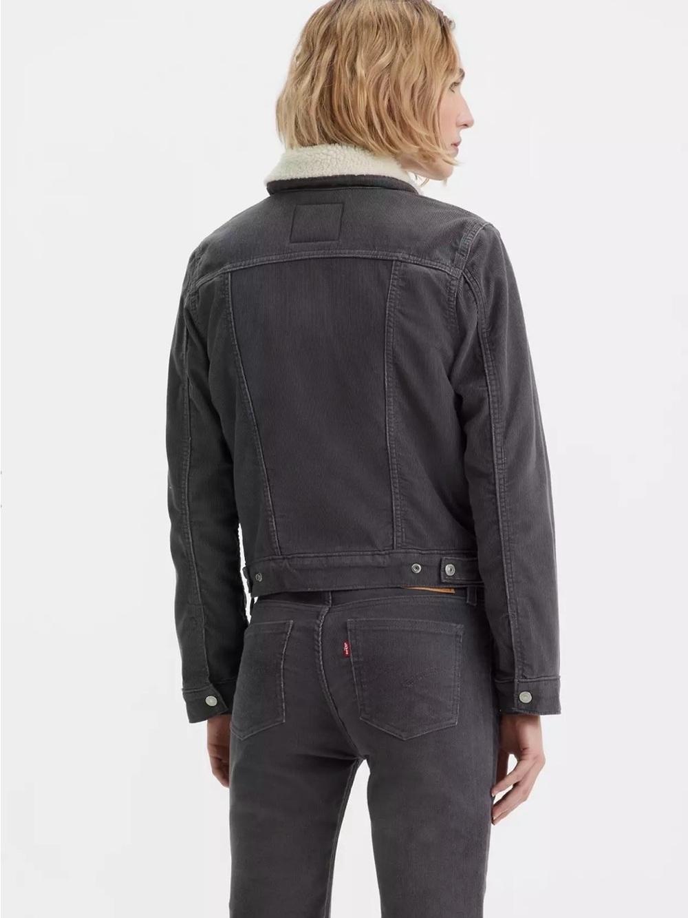 ⚡️Levi's Women's Sherpa-Lined Trucker Jacket - Charcoal with Cream Collar - Picture 2 of 7